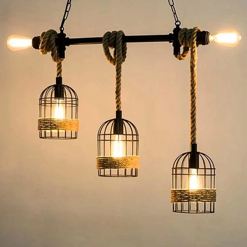 Cozy Industrial Hemp Chandelier