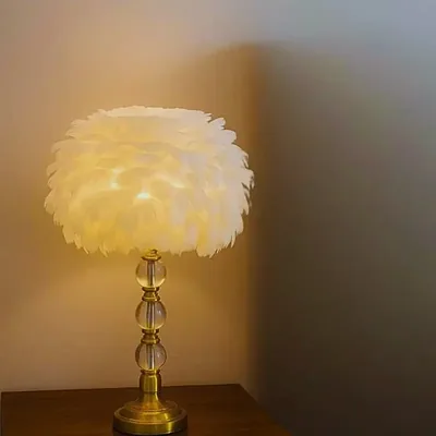 Crystal LED Feather Desk Table Lamp Nordic Modern Design