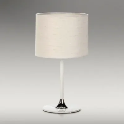 Modern White Silk Drum Table Lamp