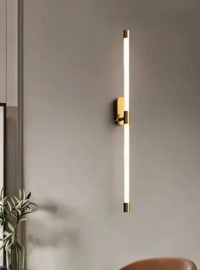 Modern Vertical Wall Lamp Brass Finish LED