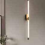 Modern Vertical Wall Lamp Brass Finish LED