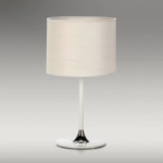 Delta Chrome Table Lamp with Ivory Woven Shade – Sleek & Stylish Lighting