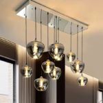 Modern Metallic Glass Pendant Cluster Chandelier