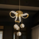 LED Chandelier Gold Loop Design + Adjustable Disc Drops